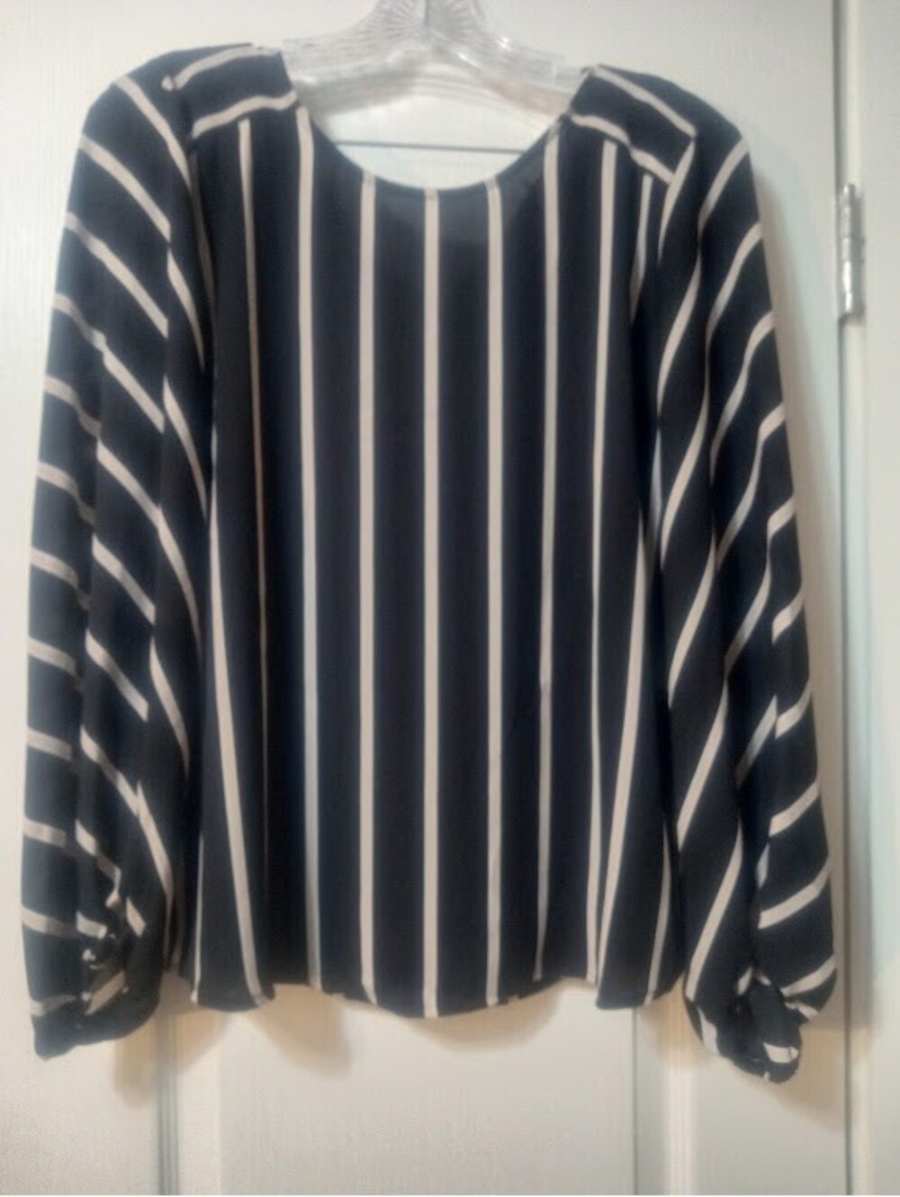 Black & White Striped Blouse — LOFT, Size Small